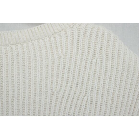 Banana Republic Snow Day Sweater Women Medium Ivory Ribbed Chunky Drop Shoulder - Picture 3 of 9